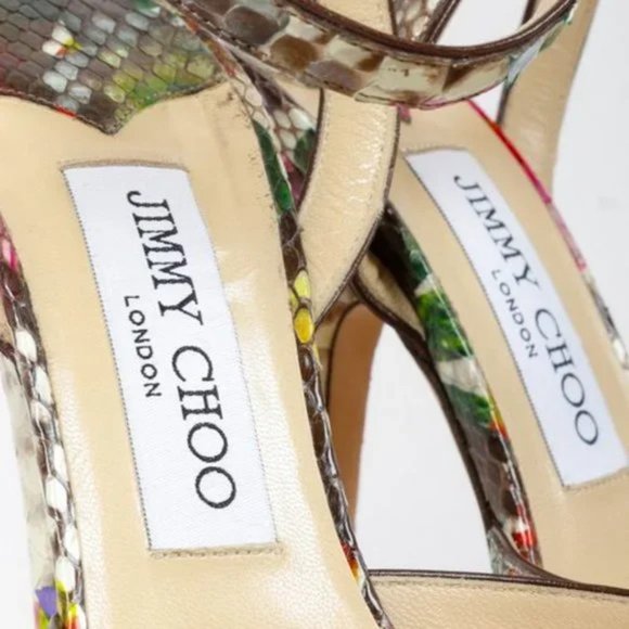 Jimmy Choo Lola Floral Python Platform Sandals - Picture 10 of 10